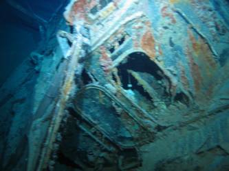 Bridge deck head resting against Director Control Tower on seabed